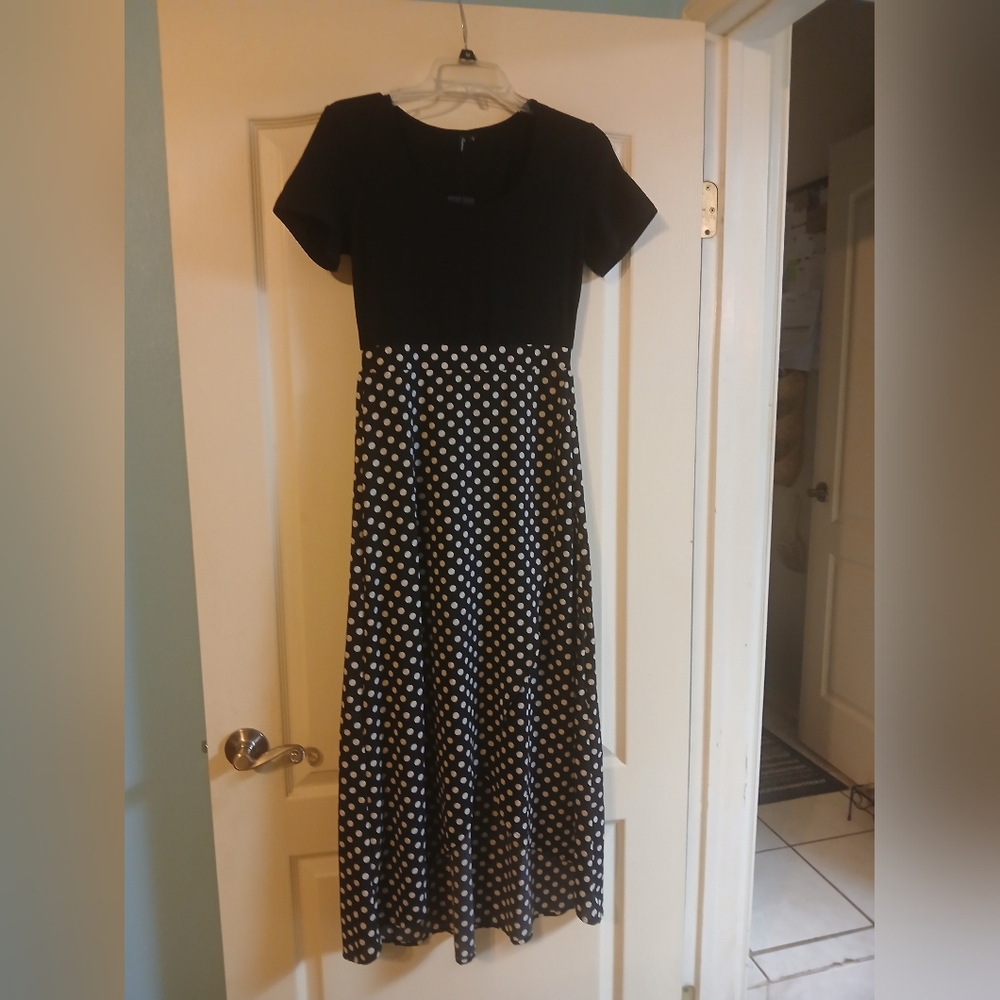 Elegant Black and White Polka Dot Dress